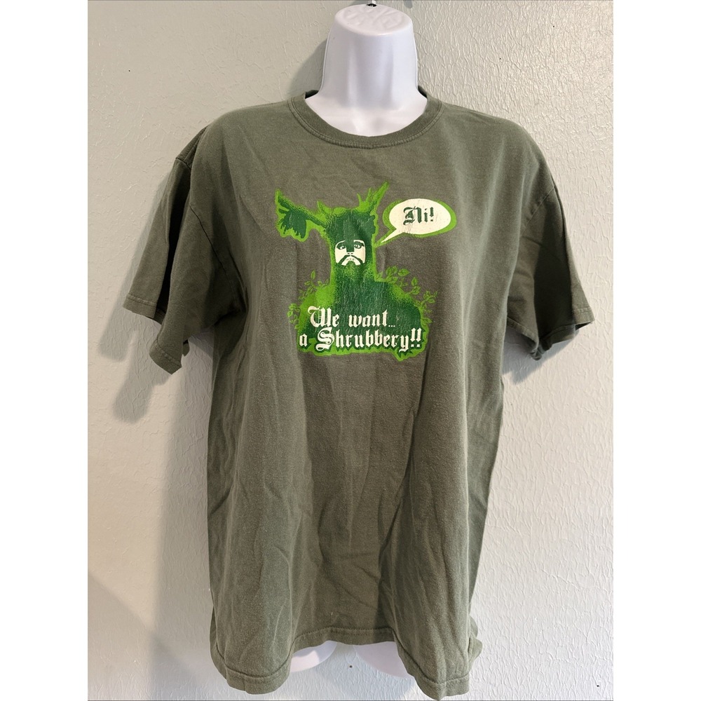 Monthy Python and The Holy Grail Shurbbery Ni Mens T Shirt Green Medium